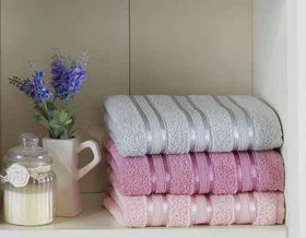 Набор хлопковых полотенец Stripe-Grey-Pudra Cotton Mikro Delux, 50х90 см (3 шт)