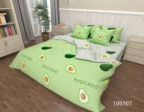Комплект постільної білизни бязь "Авокадо Green Grey", полуторний 100307-010