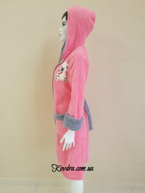 Халат жіночий довгий на блискавці з капюшоном Welsoft рожевий, розмір S