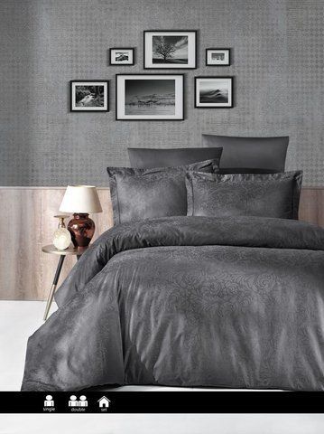 Комплект постельного белья Tecna Anthracite сатин жакард, семейный
