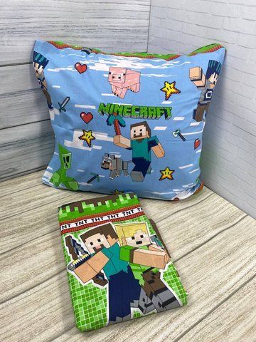Комплект постільної білизни бязь "Minecraft"+подушка 70х70 см, підлітковий