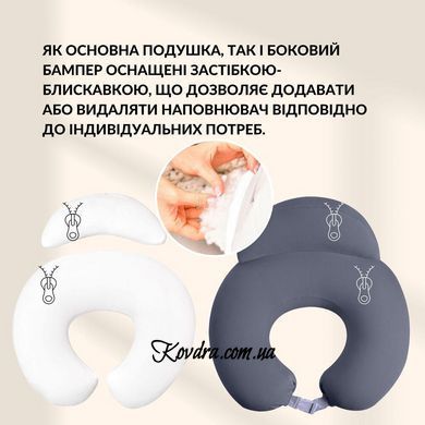 Подушка для годування диванчик 60х70х16 см бавовна антиалергенна, для зручності мами, з блискавкою т/сіра, id8-36177*004