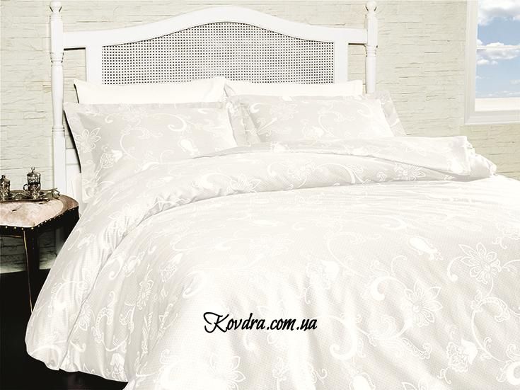 Комплект постільної білизни сатин "Carmina Beyaz" євро m014118