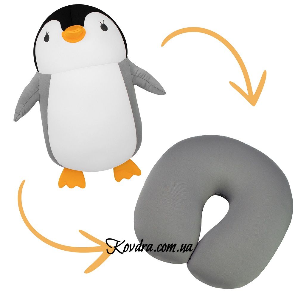 Подушка-трансформер "Пінгвіня", сірий