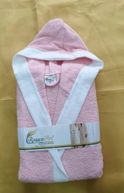 Підлітковий халат з капюшоном, рожевий з білою окантовкою rj15898