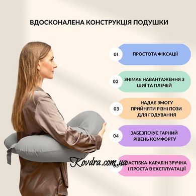 Подушка для годування диванчик 60х70х16 см бавовна антиалергенна, для зручності мами, з блискавкою сірий-беж, id8-36177*003